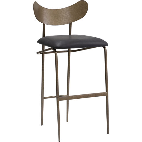 Gibbons 40 inch Antique Brass / Charcoal Black Leather Barstool